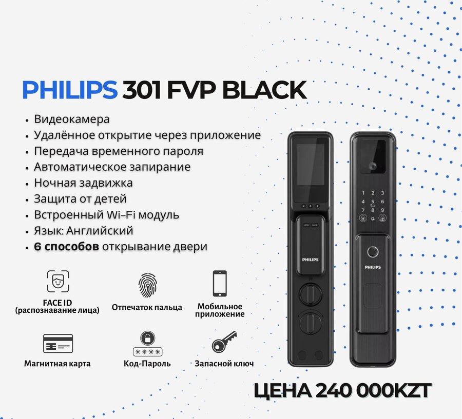Смарт-замок Philips 301 FVP BLACK